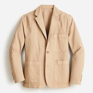 Garment-dyed cotton-linen chino suit jacket